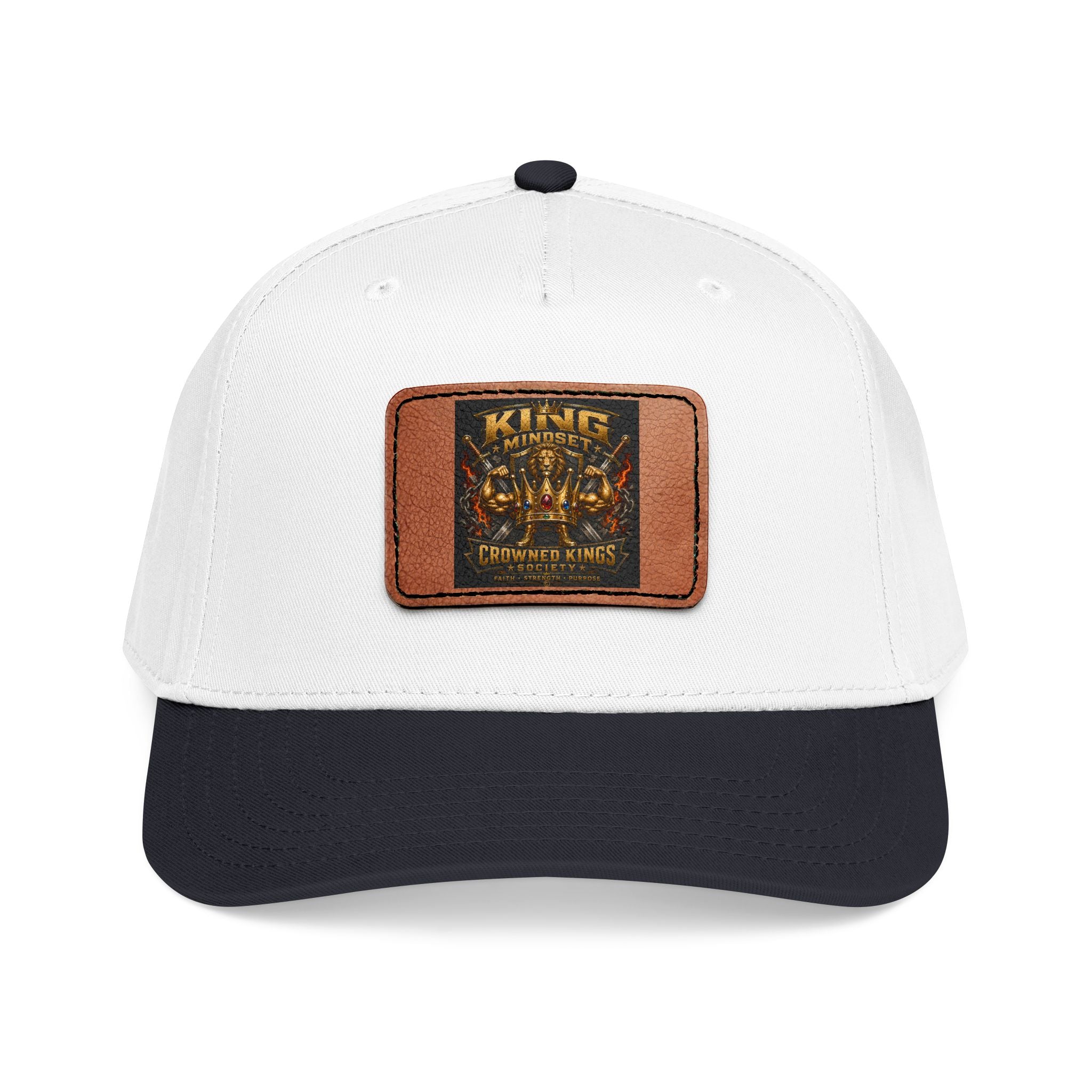 Mid Profile Baseball Cap with Leather Patch (Rectangle)